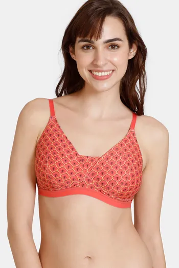 Buy Zivame Zellij Dreams Padded Non Wired 3/4th Coverage T-Shirt Bra - Spiced Coral