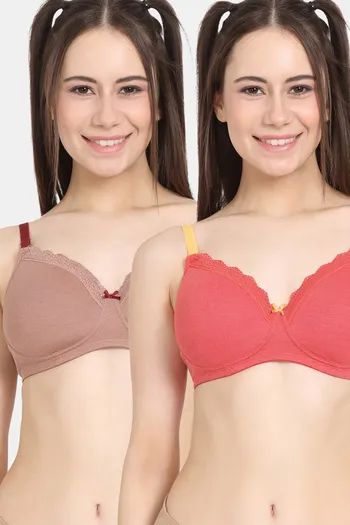 Buy Rosaline Rerooted Simplicity Padded Non Wired 3/4th Coverage T-Shirt Bra (Pack of 2 ) - Multicolor