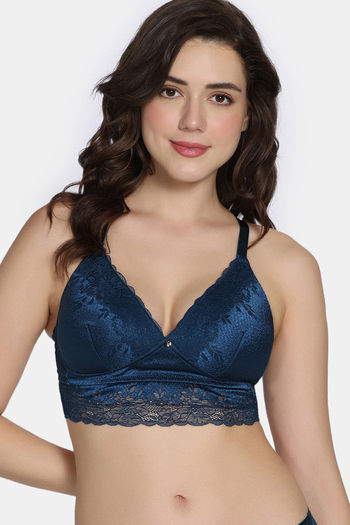 Buy Zivame Celeste & Rose Padded Non-Wired 3/4Th Coverage Lace Bra - Gibraltor Sea