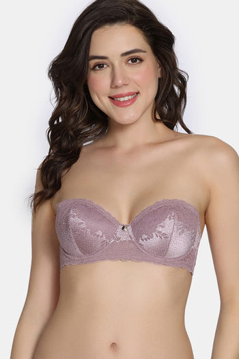 Buy Zivame Celeste & Rose Padded Wired 3/4Th Coverage Strapless Bra - Elderberry