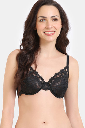 Buy Zivame Cosmic Romance Double Layered Non Wired Medium Coverage Lace Bra - Tap Shoe