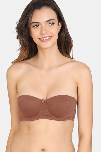 Buy Zivame Beautiful Basics Padded Wired Medium Coverage Strapless Bra - Nutmeg